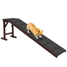 Dog Ramp Pet Ramp for Bed with Non-Slip Carpet, Top Platform, 74" x 16" x 25", Brown Dog Ramp Pet Ramp for Bed with Non-Slip Carpet, Top Platform, 74" x 16" x 25", Brown